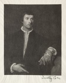 Old Italian Masters: The Man with the Gloves, 1887. Creator: Timothy Cole (American, 1852-1931)