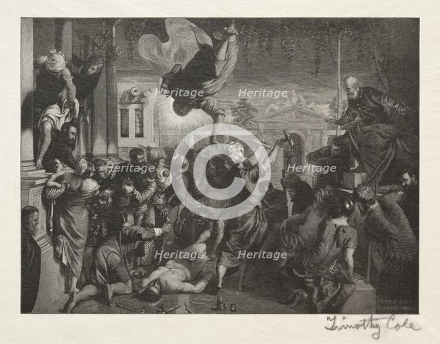 Old Italian Masters: The Miracle of St. Mark, 1888-1892. Creator: Timothy Cole (American, 1852-1931).