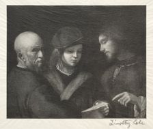 Old Italian Masters: The Three Ages, 1888-1892. Creator: Timothy Cole (American, 1852-1931)