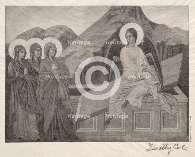 Old Italian Masters: The Three Marys at the Sepulcher, 1888-1892. Creator: Timothy Cole (American, 1852-1931).