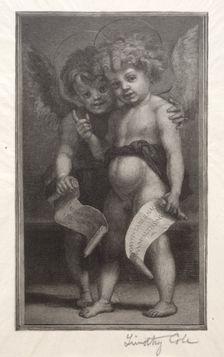 Old Italian Masters: Two Child Angels, 1888-1892. Creator: Timothy Cole (American, 1852-1931)