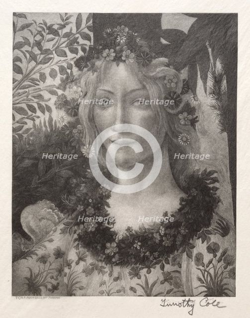 Old Italian Masters: Head of Flora, 1888-1892. Creator: Timothy Cole (American, 1852-1931).
