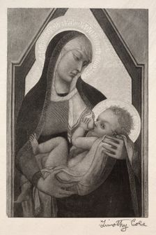 Old Italian Masters: Madonna and Child, 1888-1892. Creator: Timothy Cole (American, 1852-1931)