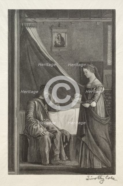 Old Italian Masters: St. Ursula with her Father, 1888-1892. Creator: Timothy Cole (American, 1852-1931).