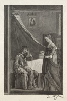 Old Italian Masters: St. Ursula with her Father, 1888-1892. Creator: Timothy Cole (American, 1852-1931)