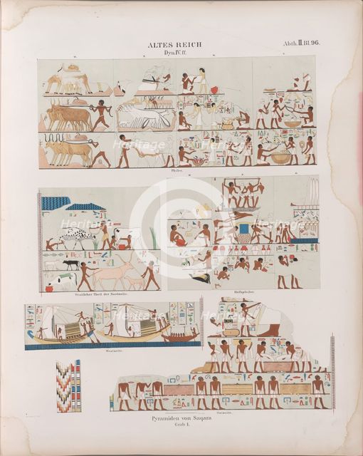 Old Kingdom. Fourth Dynasty. Pyramids at Saqqara. Monuments from Egypt and Ethiopia, ca. 1849.