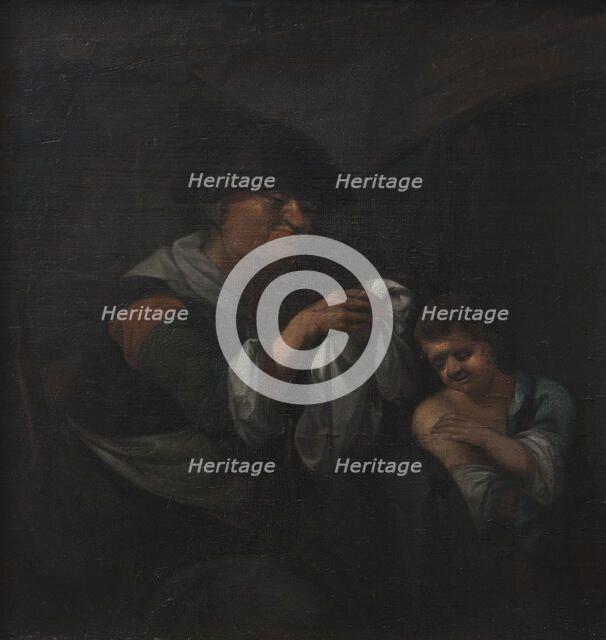 Old Lady Inspecting a Boy's Linen, 1748-1800. Creator: Unknown.