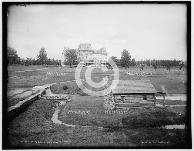 Old log cabin and the Rexmere, Stamford, Catskill Mountains, N.Y., c1902. Creator: Unknown.