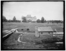 Old log cabin and the Rexmere, Stamford, Catskill Mountains, N.Y., c1902. Creator: Unknown