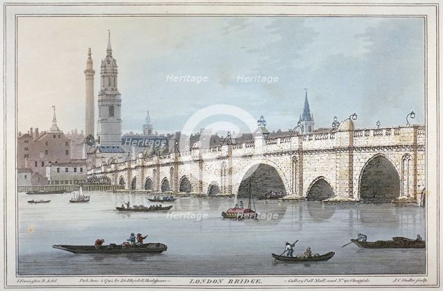 Old London Bridge, 1795. Artist: Joseph Constantine Stadler