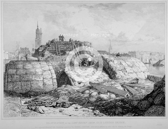 Old London Bridge, 1833.                              Artist: Edward William Cooke