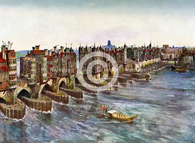 'Old London Bridge, about 1630', (c1900-1920). Artist: Unknown