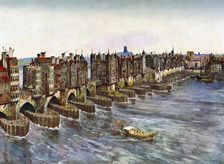 Old London Bridge, about 1630 (c1900-1920)