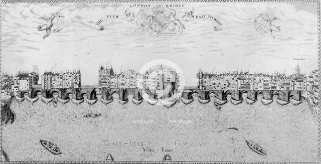 Old London Bridge, late 16th century. Creator: Unknown.