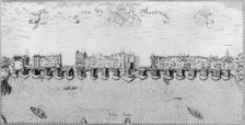 Old London Bridge, late 16th century. Creator: Unknown