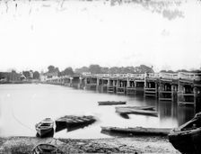 Old Putney Bridge from across the River Thames in Putney, London, c1860-c1922. Artist: Henry Taunt