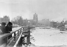 Old Putney Bridge with the river frozen, Putney, Wandsworth, London, c1881