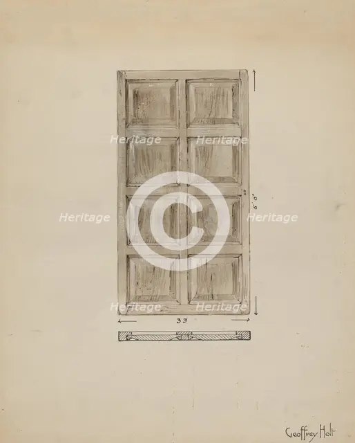 Old Paneled Door: Outside Door to Monastery, c. 1936. Creator: Geoffrey Holt.