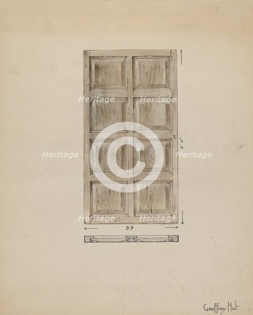 Old Paneled Door: Outside Door to Monastery, c. 1936. Creator: Geoffrey Holt.