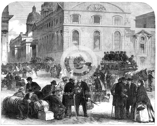 Old Pensioners leaving Greenwich Hospital, 1865. Creator: Unknown.