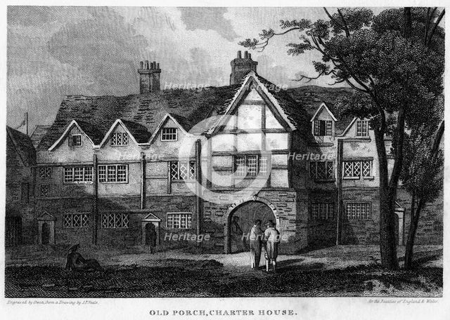 Old porch, Charterhouse, London, 1815.Artist: Owen