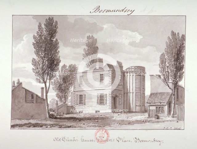 'Old Printers House, Printers Place, Bermondsey', London, 1826. Artist: John Chessell Buckler