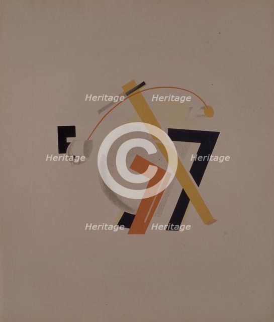 Old resident. Figurine for the opera Victory over the sun by A. Kruchenykh, 1920-1921. Artist: Lissitzky, El (1890-1941)