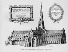Old St Paul's Cathedral before the destruction of the steeple, 1657 (1904). Artist: Wenceslaus Hollar