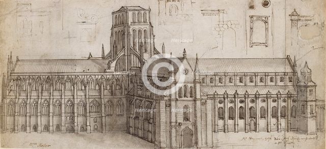 Old St Paul's Cathedral from the north-east, mid 17th century. Artist: Wenceslaus Hollar.