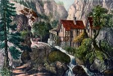 Old Swiss Mill 1872.Artist: Currier and Ives