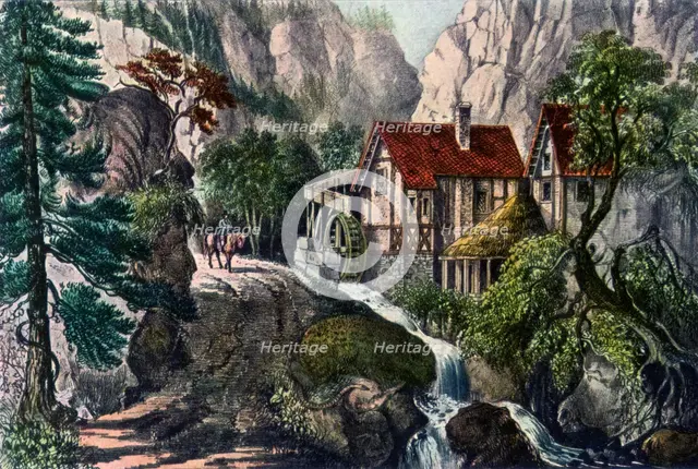 'Old Swiss Mill', 1872.Artist: Currier and Ives