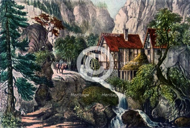 'Old Swiss Mill', 1872.Artist: Currier and Ives