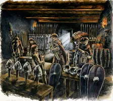 Old Sarum great tower basement, c1130, (c1990-2010). Artist: Peter Dunn