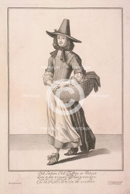 'Old Satten Old Taffety or Velvet', Cries of London, (c1688?). Artist: Pierce Tempest