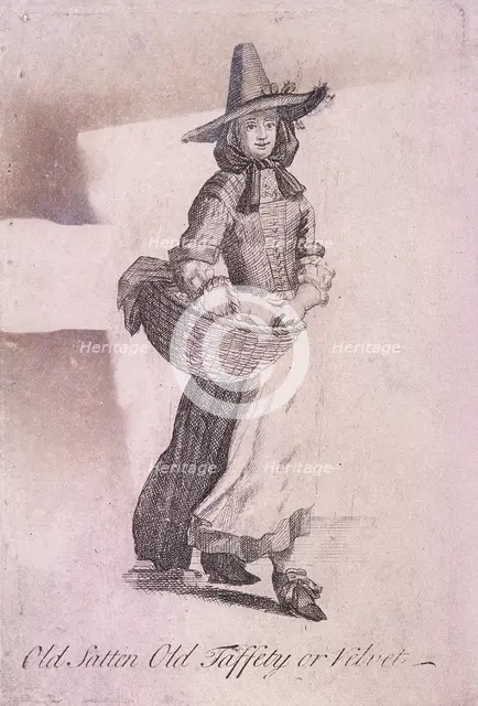 'Old Satten Old Taffety or Velvet', Cries of London, (c1688?). Artist: Anon