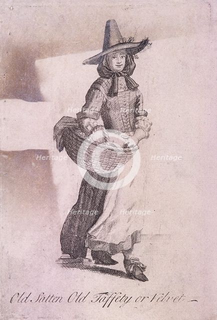 'Old Satten Old Taffety or Velvet', Cries of London, (c1688?). Artist: Anon
