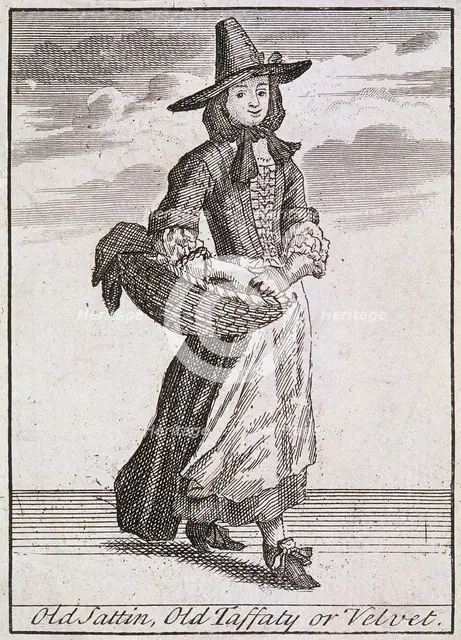 'Old Sattin, Old Taffaty or Velvet', Cries of London, (c1688?). Artist: Anon