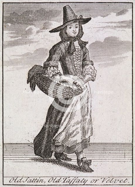 'Old Sattin, Old Taffaty or Velvet', Cries of London, (c1688?). Artist: Anon