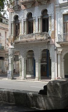 Old semi-ruined building, alongside the pedestrianised street the Prado, Havana, Cuba, 2024. Creator: Ethel Davies