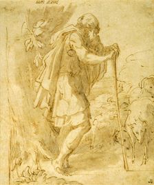 Old Shepherd Leaning on a Staff, 1524/31. Creator: Parmigianino