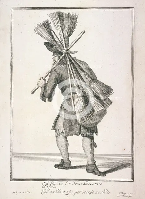'Old Shooes for Some Broomes', Cries of London, (c1688?). Artist: Anon