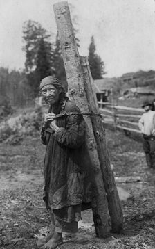 Old Shoria Woman Collecting Wood; The Kumys Ulus, 1913. Creator: GI Ivanov