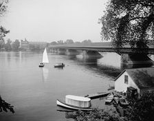 Old toll bridge and river, Springfield, Mass., between 1900 and 1910. Creator: Unknown