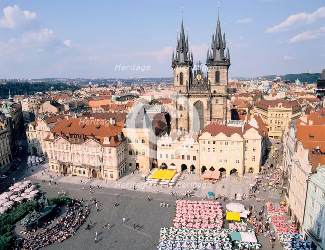 Old Town Square and Tyn Church, Prague, Czech Rebublic. Creator: Peter Thompson.
