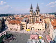 Old Town Square and Tyn Church, Prague, Czech Rebublic. Creator: Peter Thompson