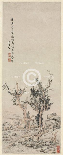 Old Trees by a Wintry Brook, 1551. Creator: Wen Zhengming (Chinese, 1470-1559).