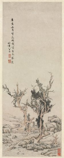 Old Trees by a Wintry Brook, 1551. Creator: Wen Zhengming (Chinese, 1470-1559)