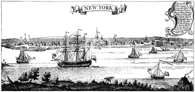 Old view of New York, 1730 (c1880). Artist: Unknown