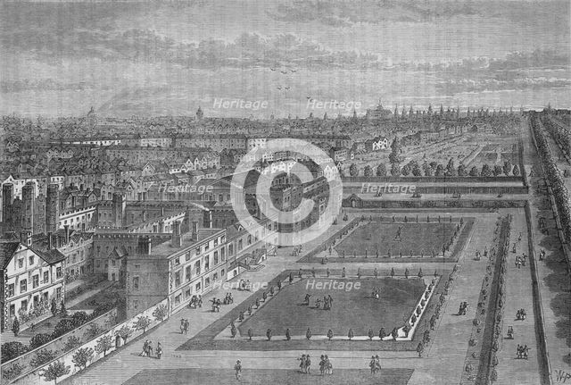 Old view of St James's Palace, Westminster, London, before the Great Fire of London, c1870 (1878). Artist: Joseph Swain.
