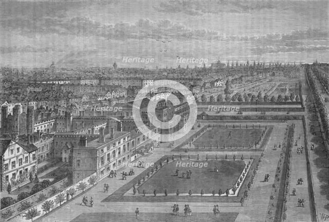 Old view of St James's Palace, Westminster, London, before the Great Fire of London, c1870 (1878). Artist: Joseph Swain.